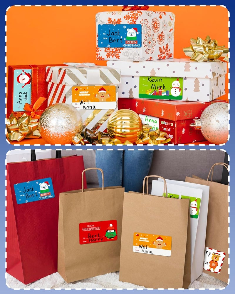 Greingways 500 Christmas Name Tags - Self Adhesive Labels for Gifts, Bags, Boxes, Wrapping Paper Tags - 2.24 x 1.41 inches - Image 3